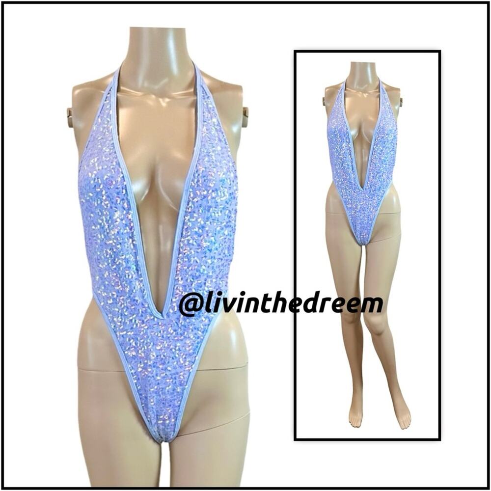 BERRY BEACHY CASCADE BODY - PURPLE SEQUIN SZ M - Picture 5 of 15